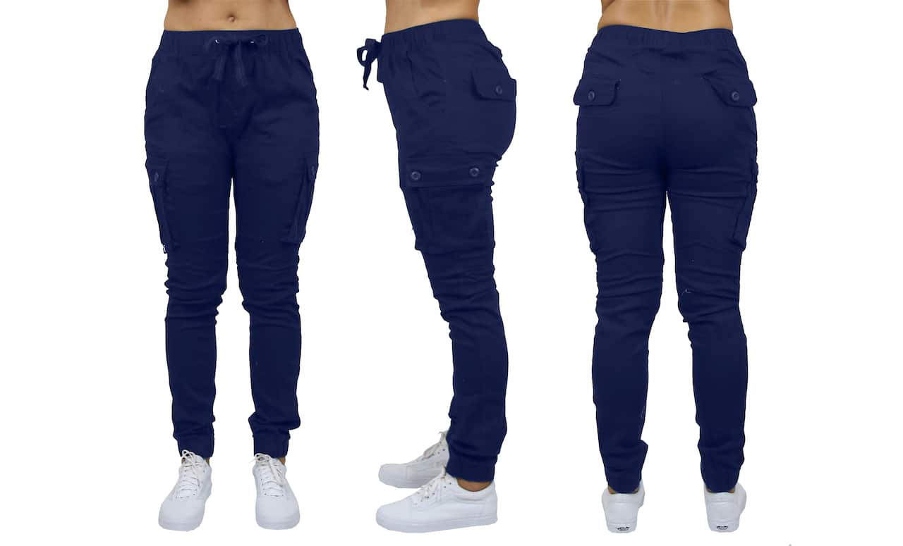 Galaxy By Harvic Loose Fit Cotton Stretch Twill Women's Cargo Joggers